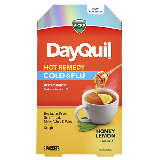 Vicks DayQuil Honey Lemon Cold & Flu Hot Remedy Multi-Symptom Relief Packets