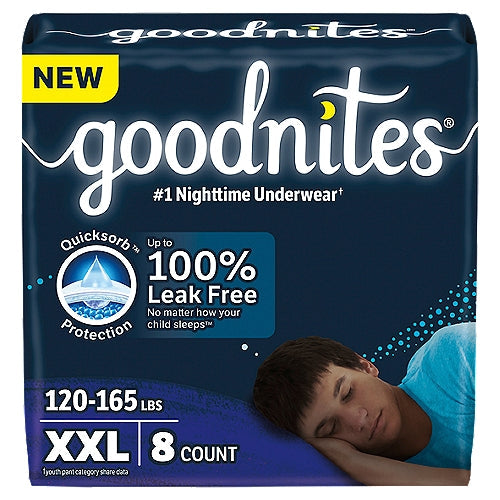 Goodnites Boys' Nighttime Underwear, Size XXL (120-165 Lbs)