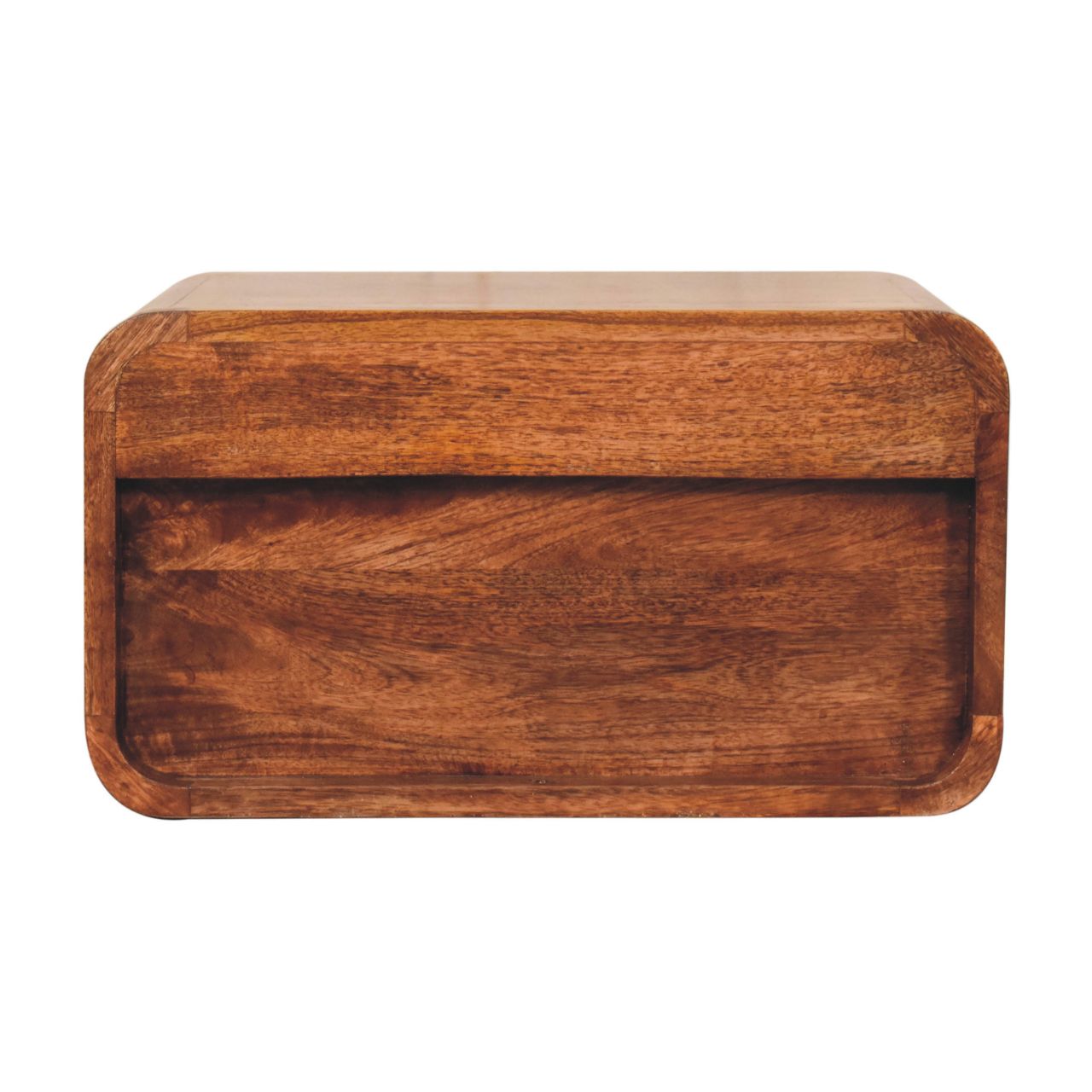 Solid Wood Curved Honey Caramel Wall-Mounted Bedside Table