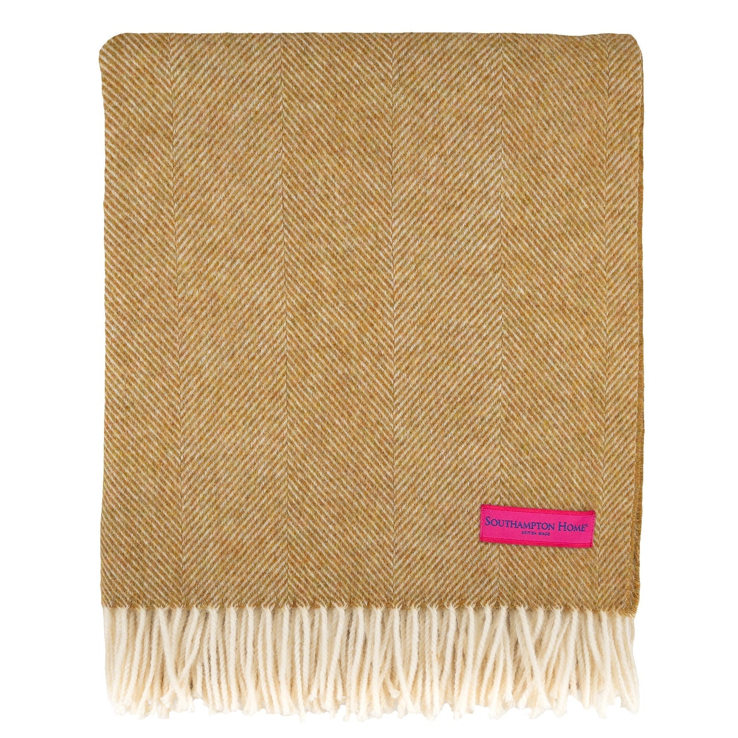 Southampton Home Shetland Lambswool Herringbone Throw – Gold | Woven in England - Osadia Concept Store