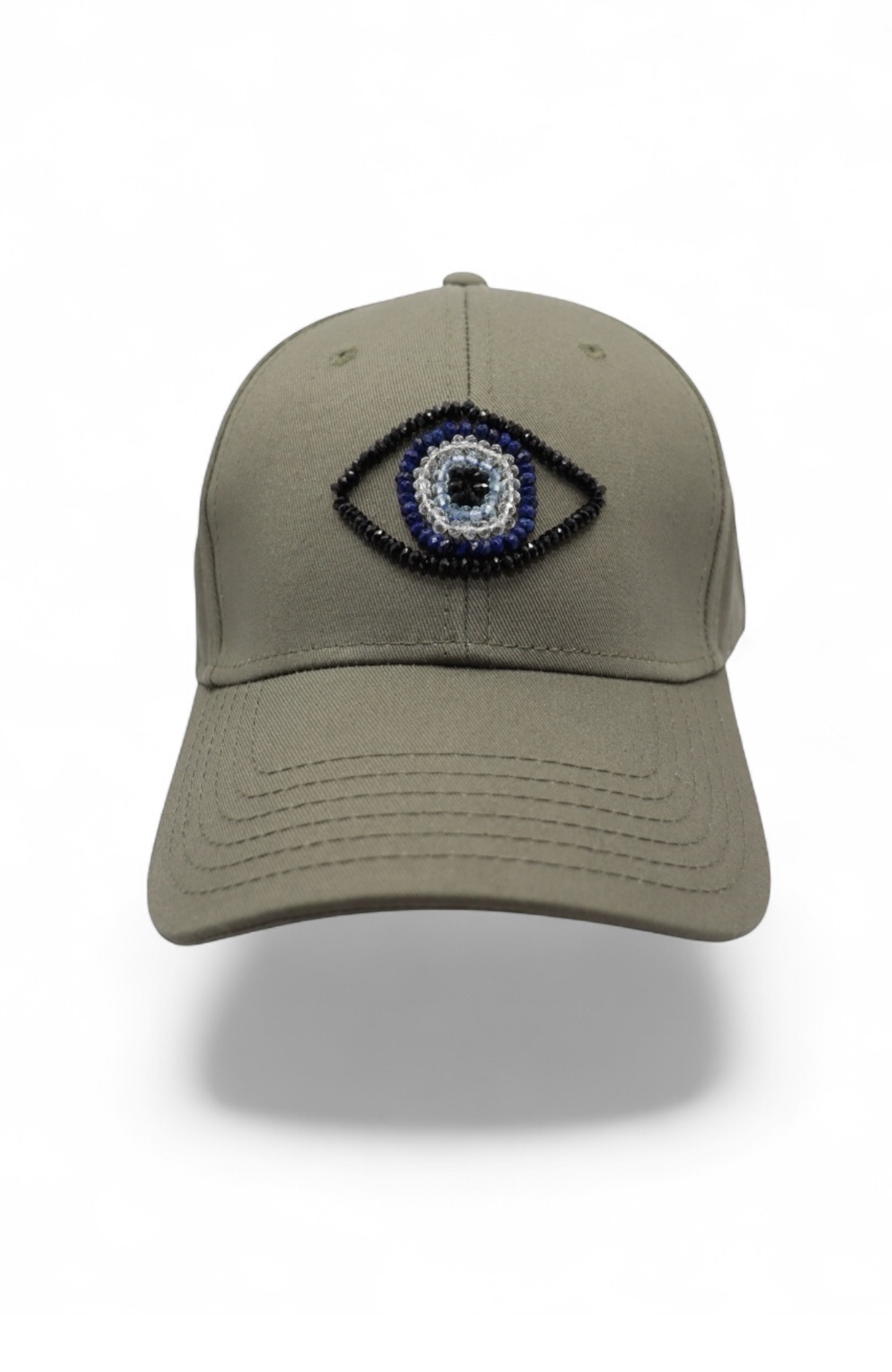 The Energy Project - Evil Eye Hat - Hand-Beaded, Natural Crystals