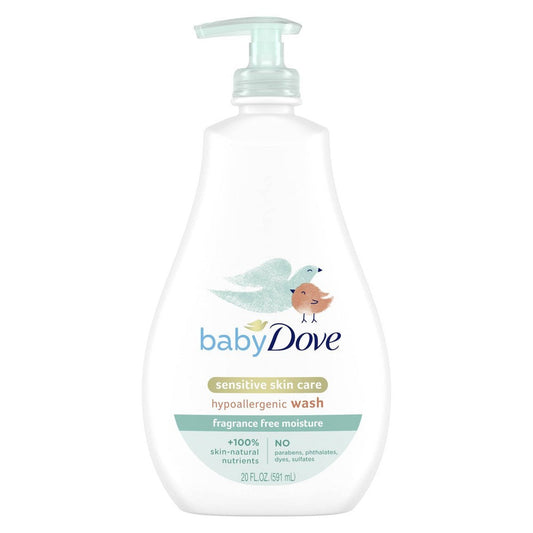 Baby Dove Sensitive Moisture Fragrance Free Tip To Toe Wash 4-20 Fl. Oz. Pumps