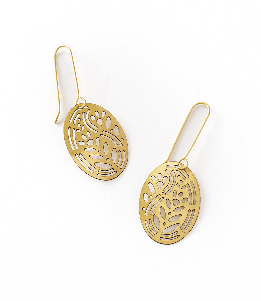 Adhya Cutout Oval Drop Hook Earrings - Osadia Concept Store