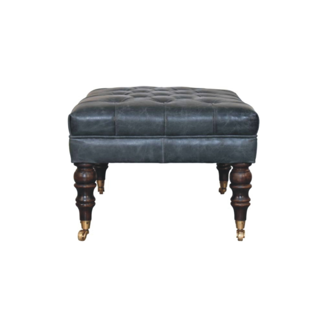 Buffalo Teal Leather Ottoman
