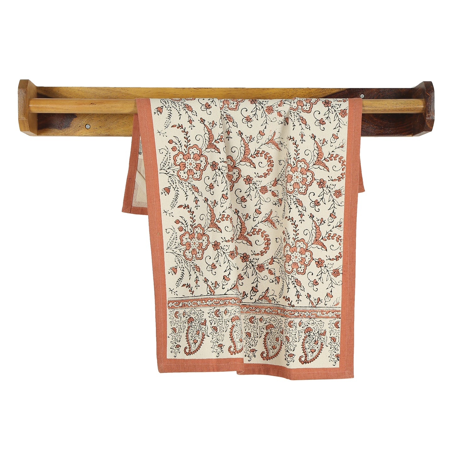 Bloom River - Set of 2. Hand Block Printed Kitchen Towels - Cotton - Fair Trade - Artisan Made