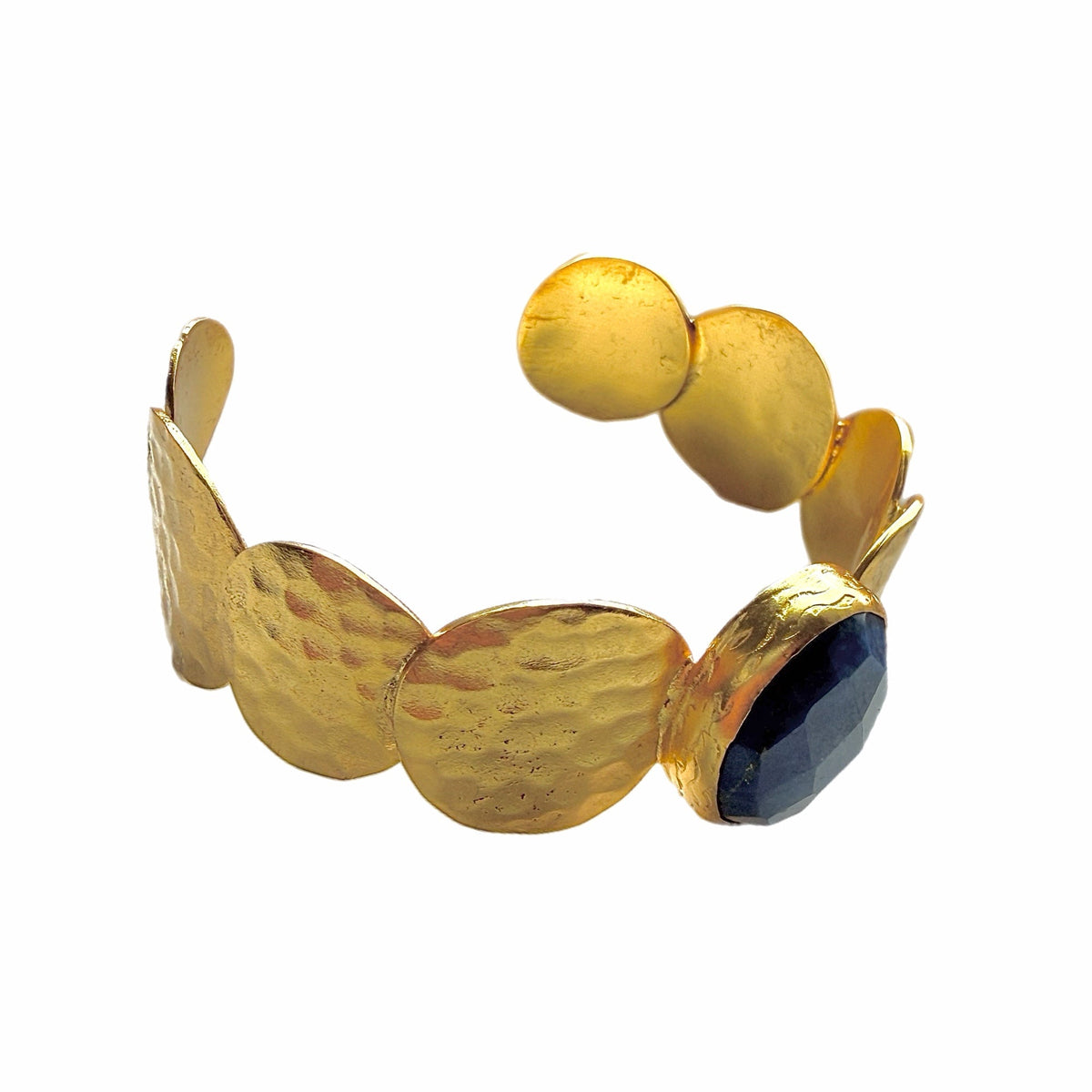Deniz Lapiz and Gold Disc Cuff Bangle