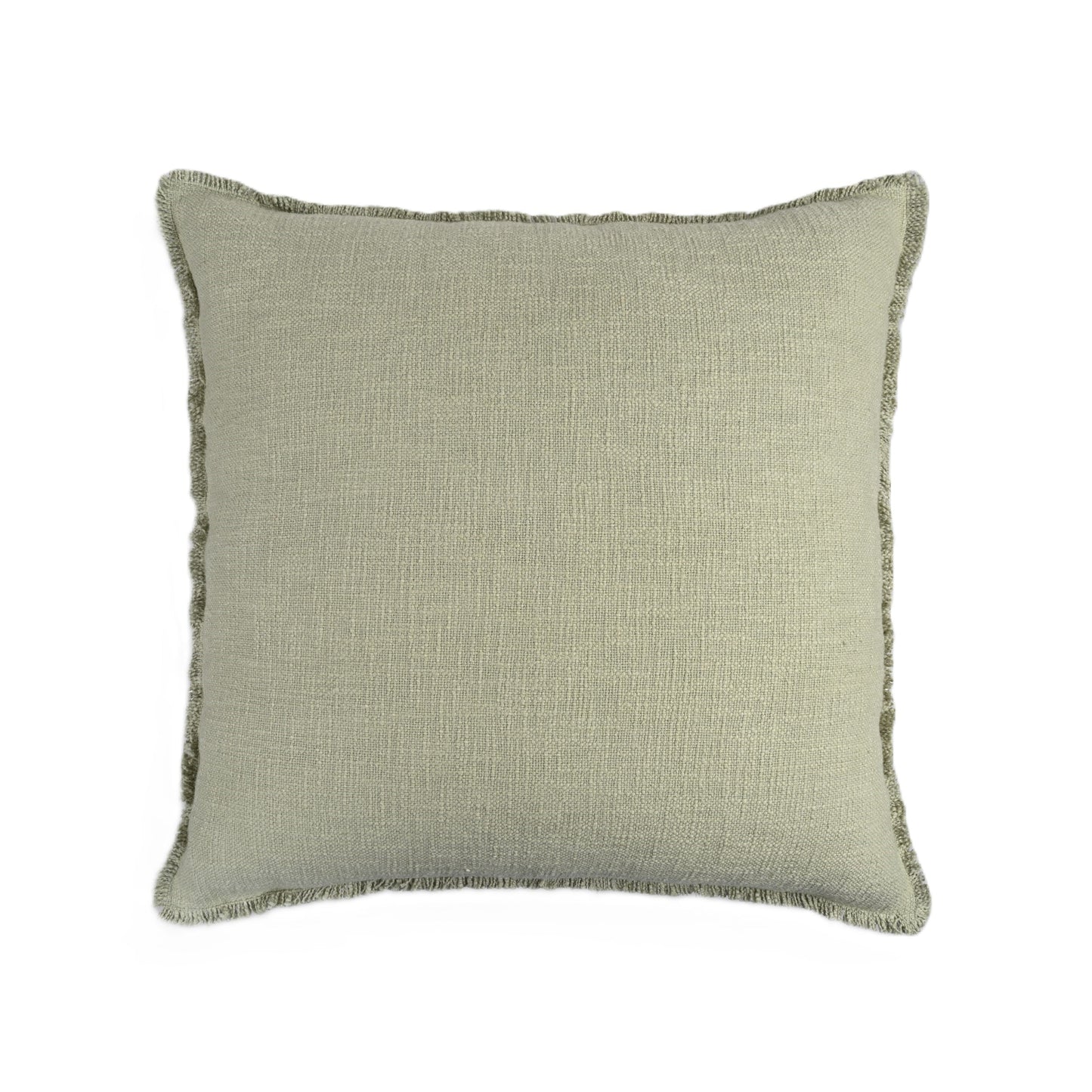 Organic Chic washed textured cotton solid pillow cover with frayed edges