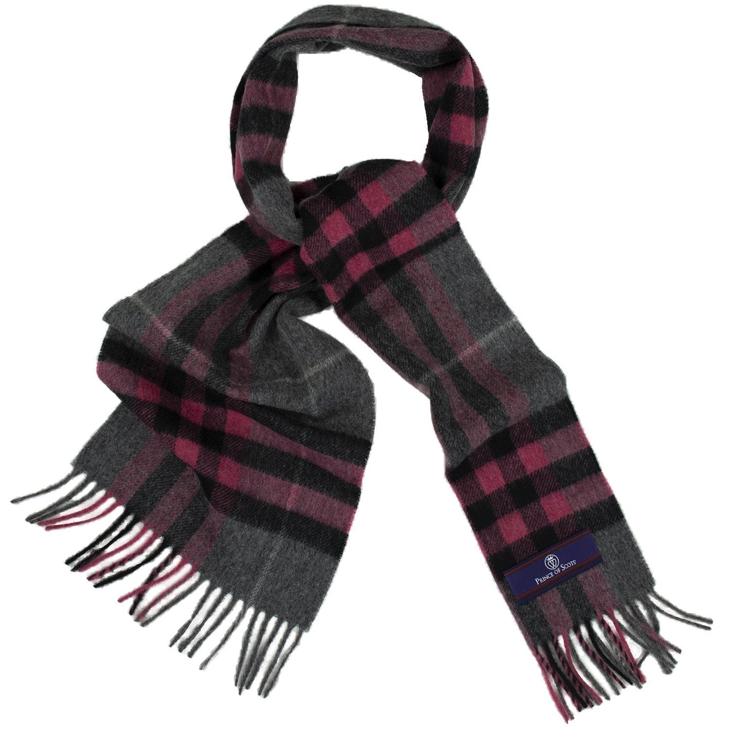 Prince of Scots Heritage Plaid Fringed Merino Wool Scarf (Cambridge Grey) - Osadia Concept Store