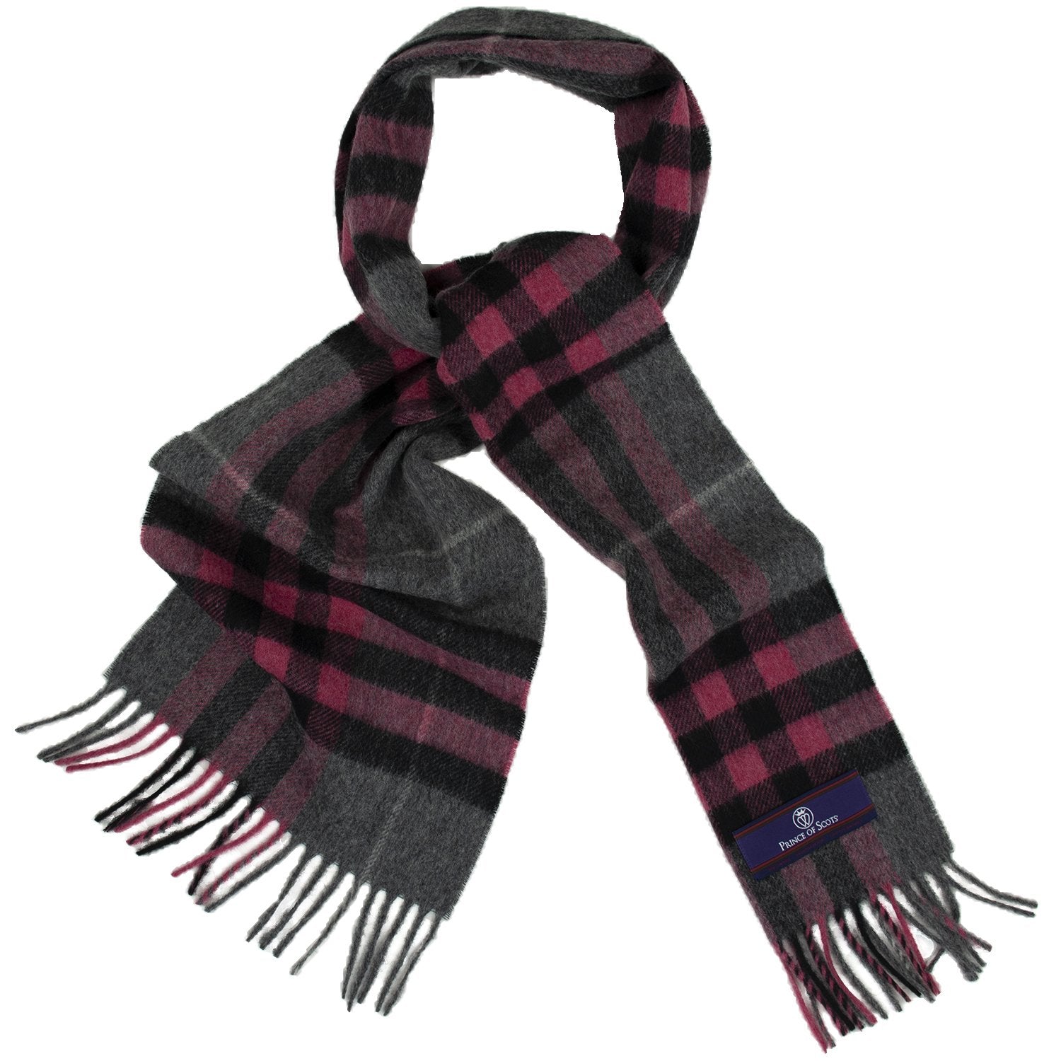 Prince of Scots Heritage Plaid Fringed Merino Wool Scarf (Cambridge Grey) - Osadia Concept Store
