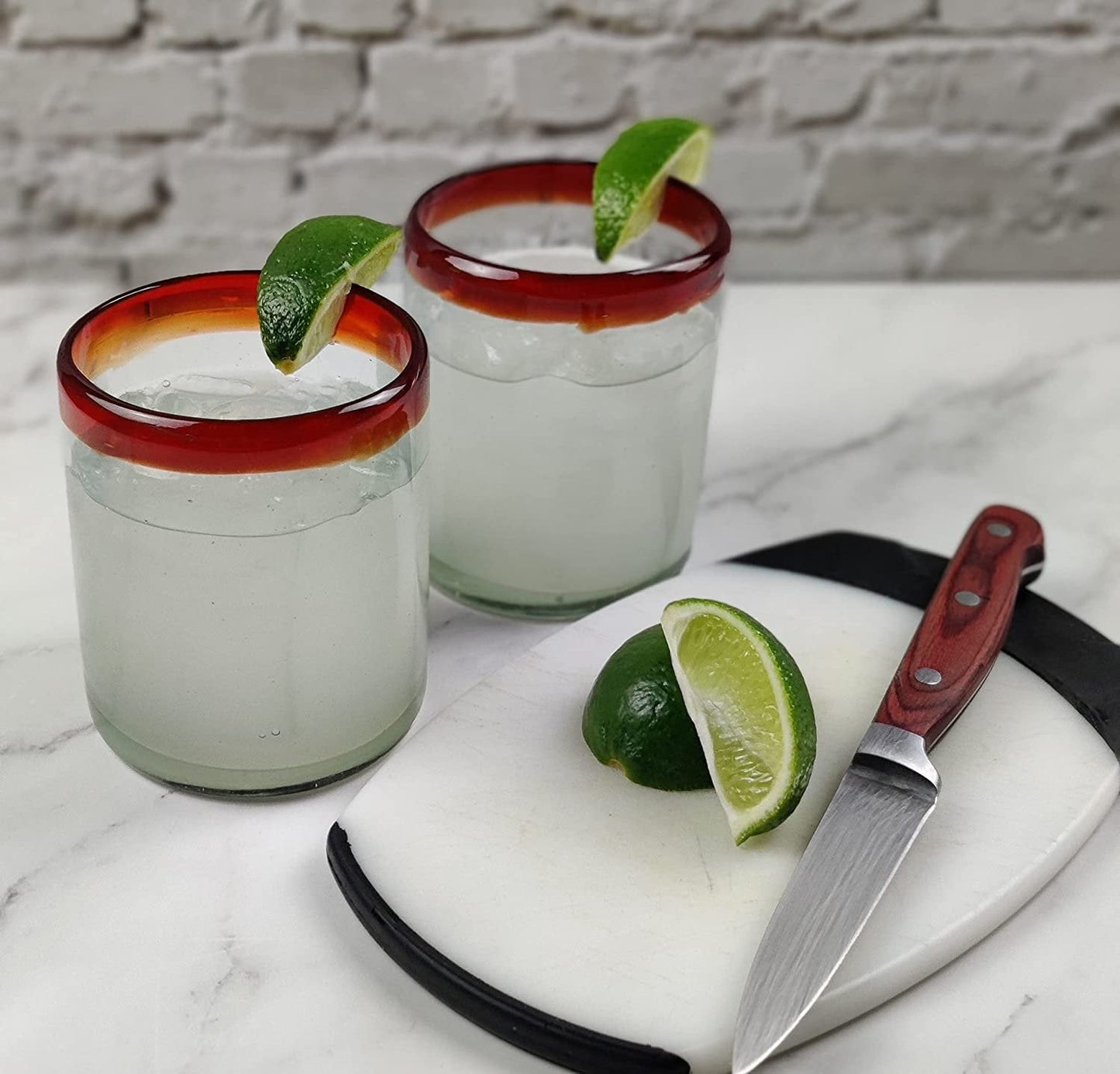 Set of 6 Tumbler Glasses with Red Rims