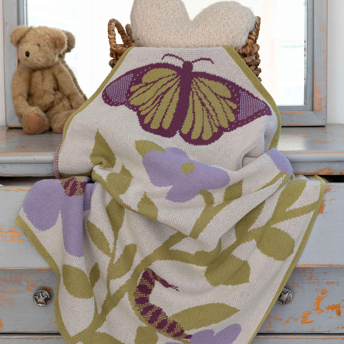 Baby Butterfly - Cotton Sustainable Knit Floral Blanket