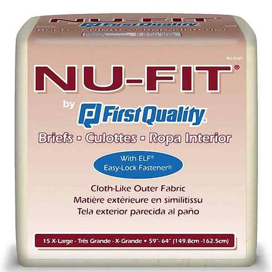 First Quality Unisex Adult Incontinence Brief Nu-Fit X-Large Disposable Heavy Absorbency, Case Of 4