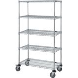 Quantum Storage Systems M1836C47-5 Chrome Wire Shelving 5-Shelf Stem Caster Cart - 74 In