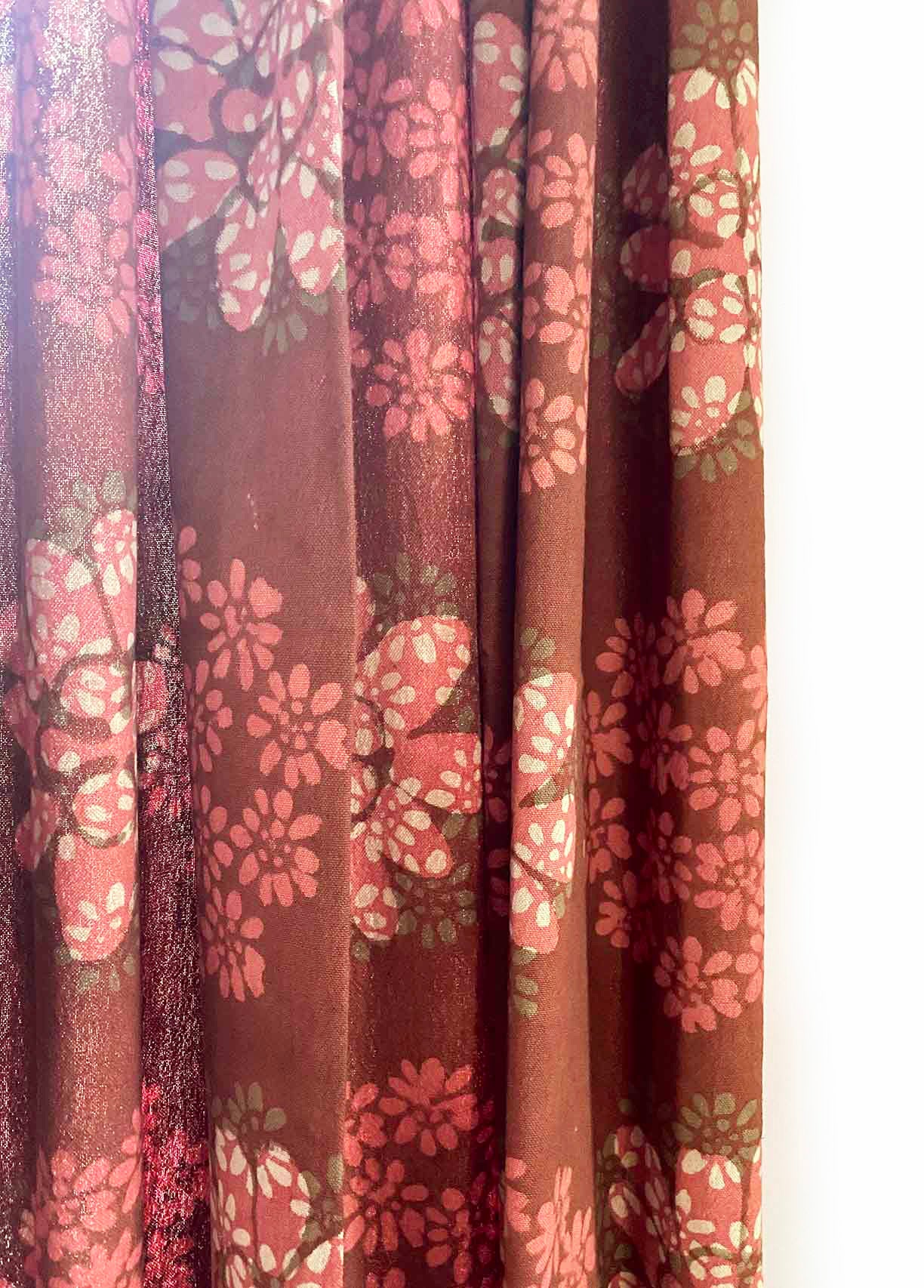 Block Print Curtain, Terracotta Drape - Forget Me Not 84"