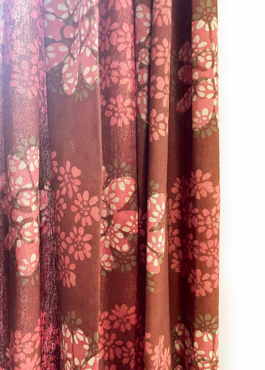 Block Print Curtain, Terracotta Drape - Forget Me Not 84"