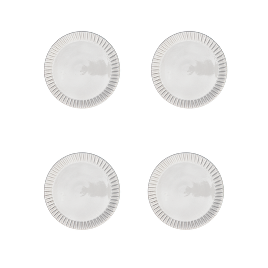 Milk White Lines Salad Plate - Set of 4