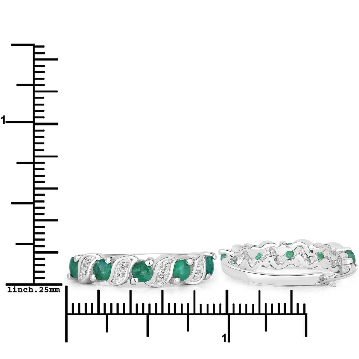 1.08 Carat Genuine Emerald and White Topaz .925 Sterling Silver Earrings