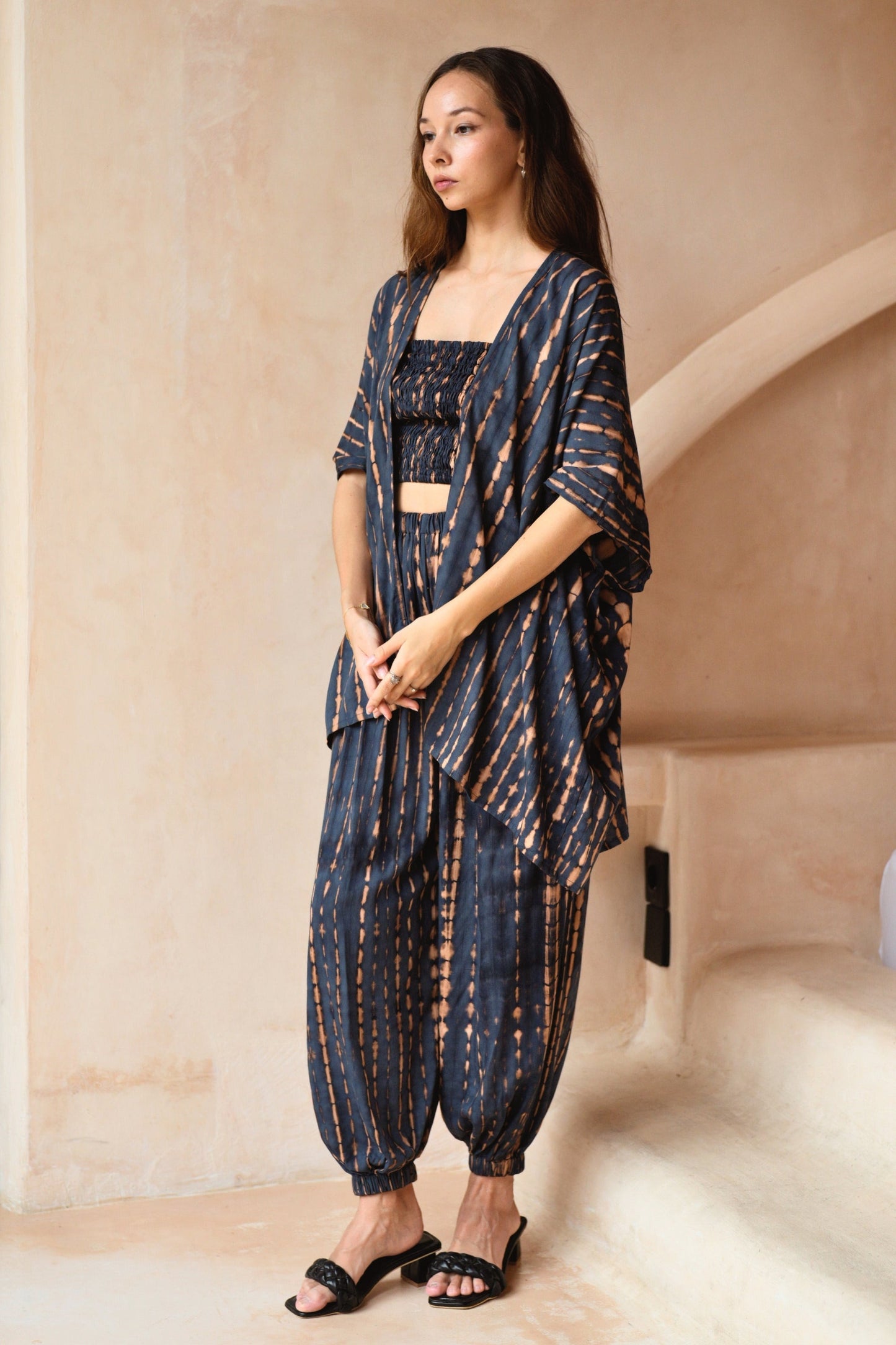 Angela Short Kimono Duster in Deep Sea Blue