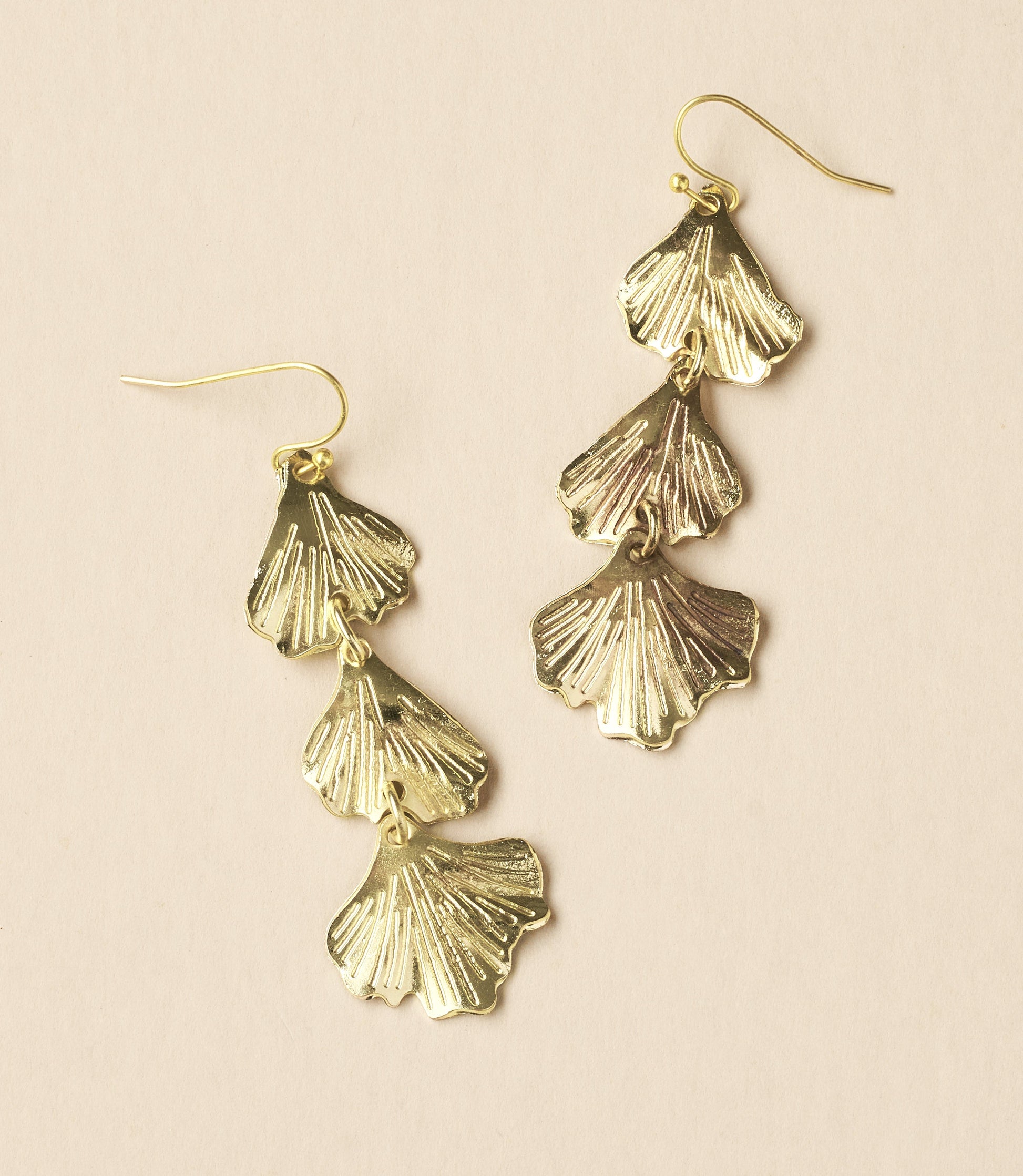 Sayuri Ginkgo Leaf Triple Drop Statement Earring - Osadia Concept Store