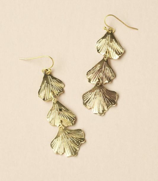 Sayuri Ginkgo Leaf Triple Drop Statement Earring - Osadia Concept Store
