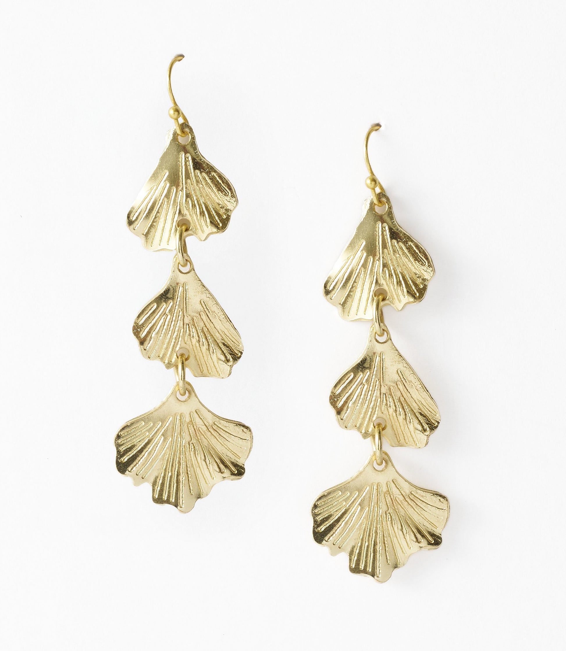 Sayuri Ginkgo Leaf Triple Drop Statement Earring - Osadia Concept Store
