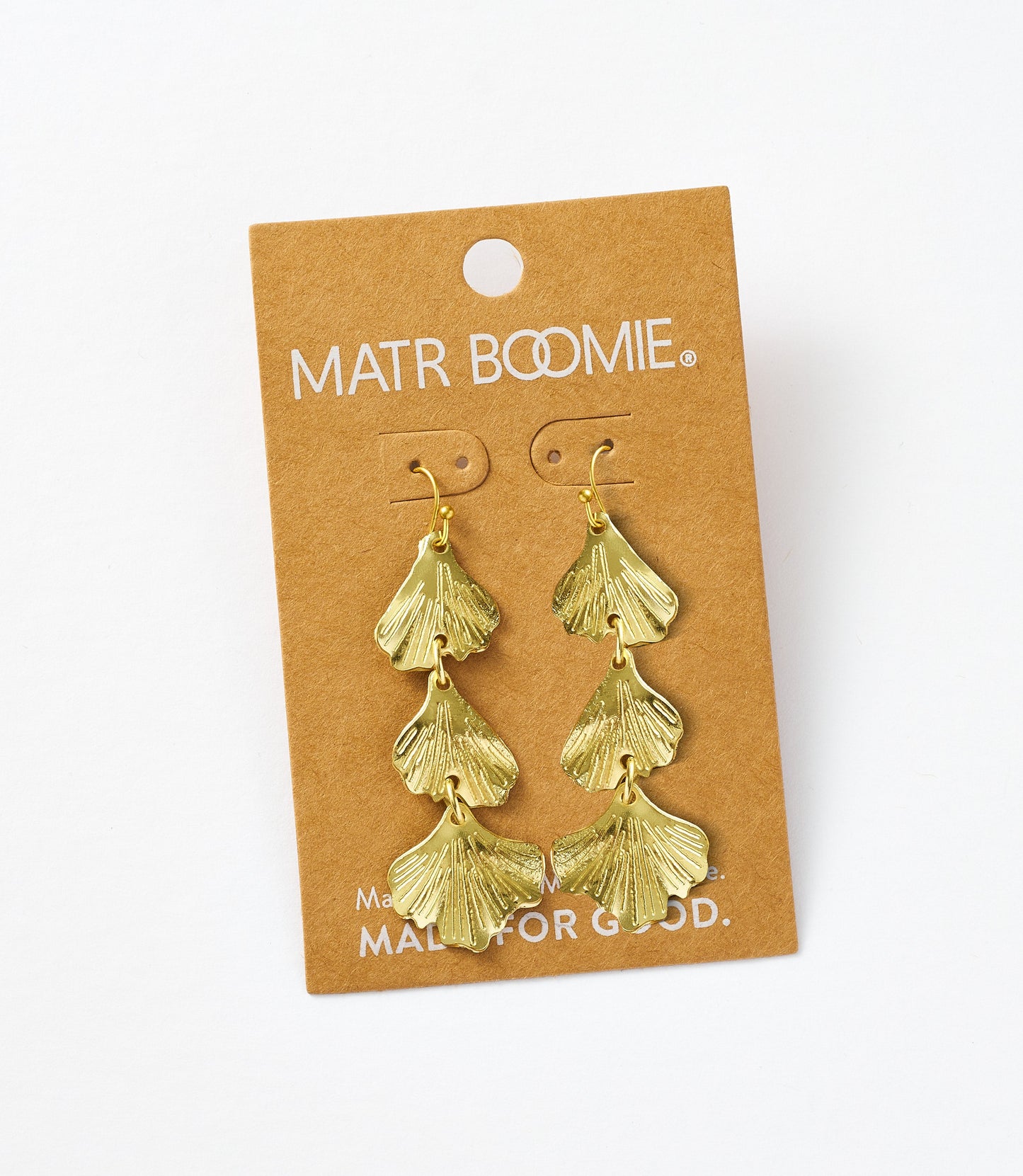 Sayuri Ginkgo Leaf Triple Drop Statement Earring - Osadia Concept Store