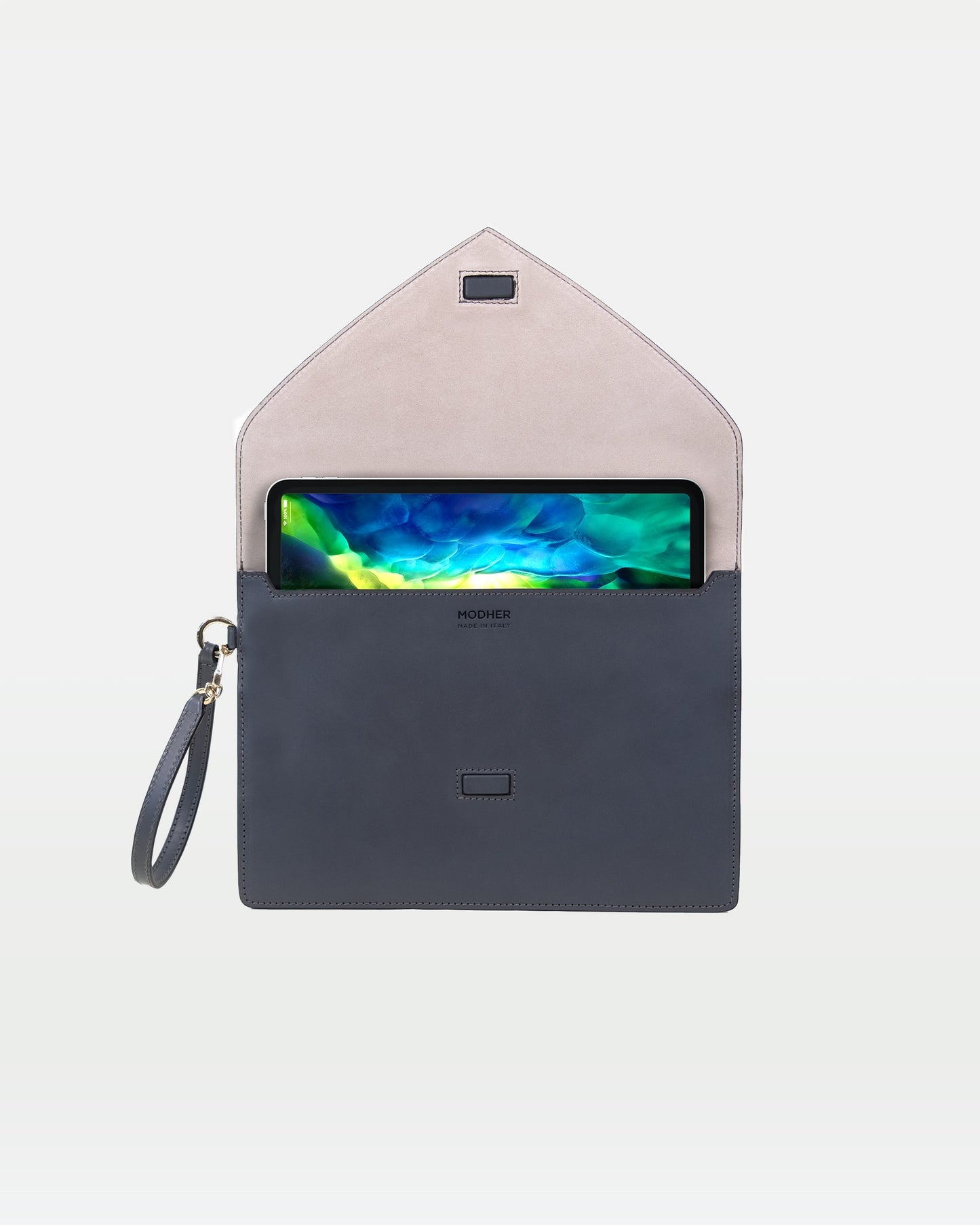 Envelope Clutch in Vegetable tanned calfskin and Suede Leather