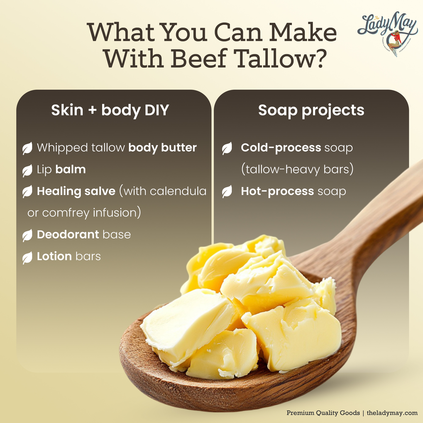 Bulk Grass-Fed Beef Tallow for Soap, Skincare & Candles | 2,8,16 lbs | Maker-Proven Quality