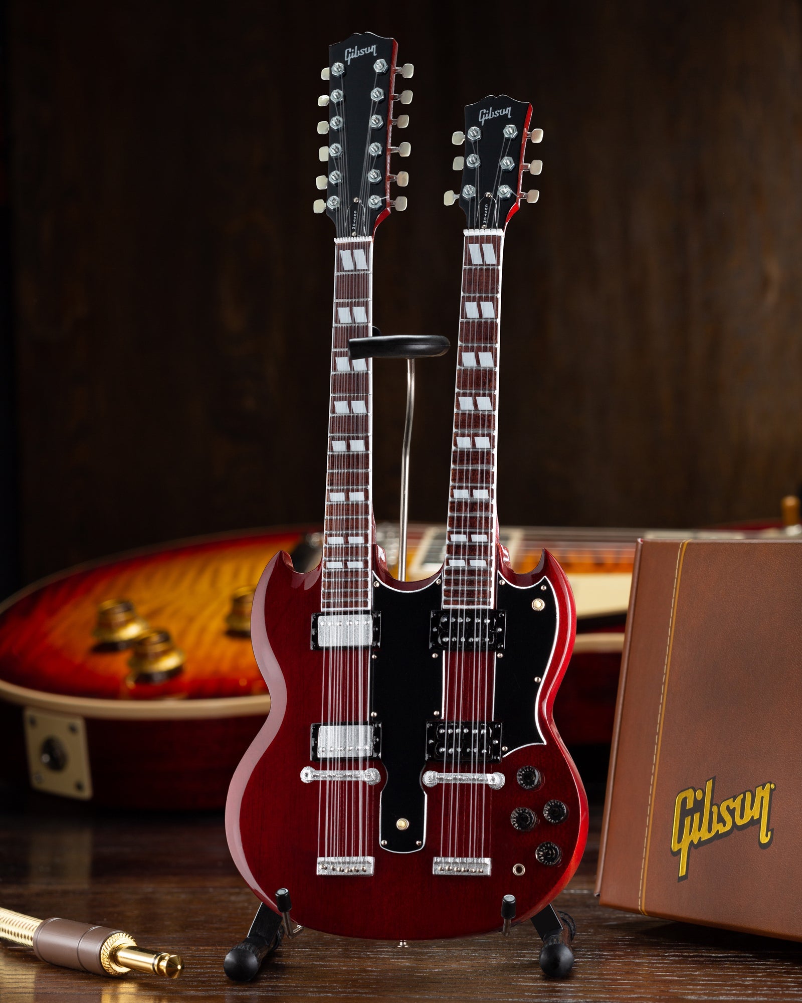 Gibson SG EDS-1275 Doubleneck Cherry 1:4 Scale Mini Guitar Model - Osadia Concept Store