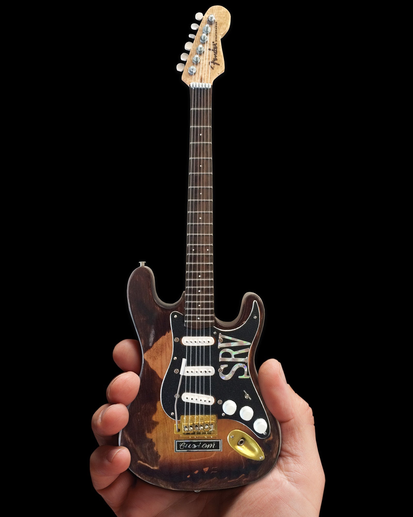 Official Stevie Ray Vaughan Distressed SRV Custom Mini Fender™ Strat™ Guitar Replica - Osadia Concept Store