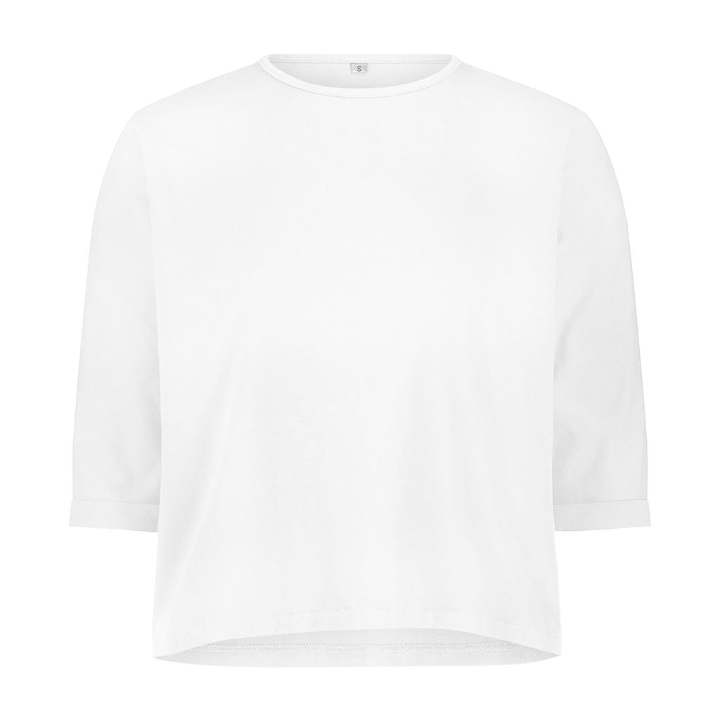 3-4 Sleeve Cotton Tee- White