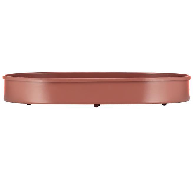 Oval Metal Candle Platter - Brick Dust