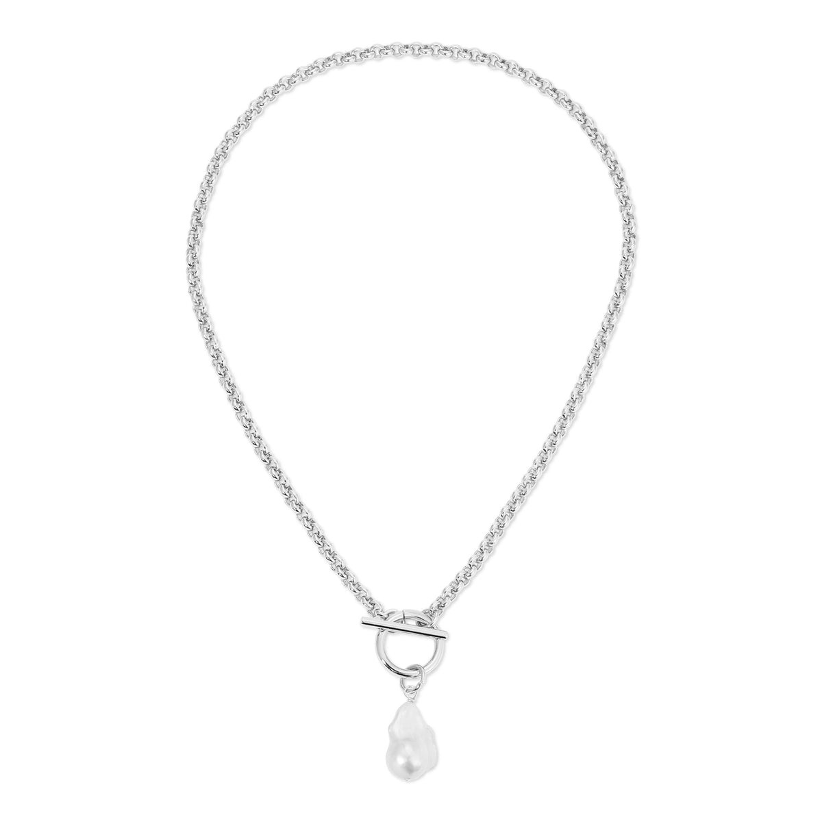 Micro Royal Toggle & Xl Baroque Pearl Pendant Necklace