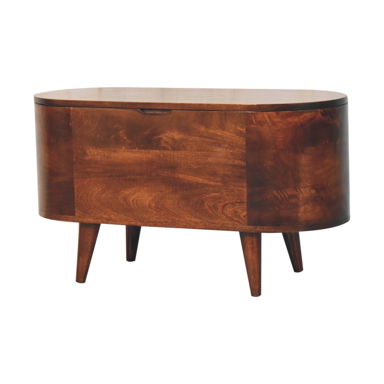 Solid Wood California Walnut Rounded Lid-Up Blanket Box
