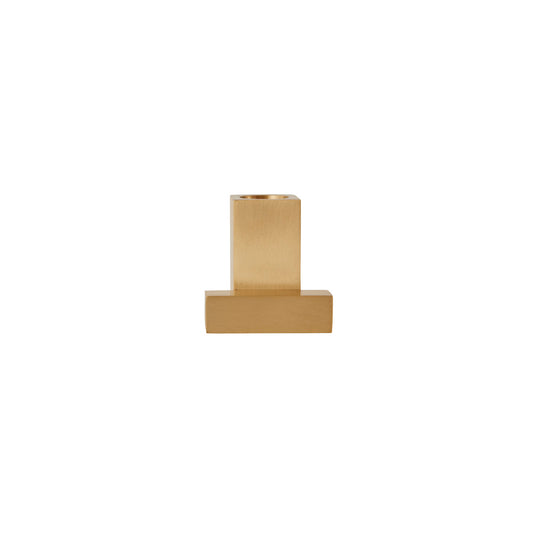 Square Solid Brass Candleholder - Brushed Brass