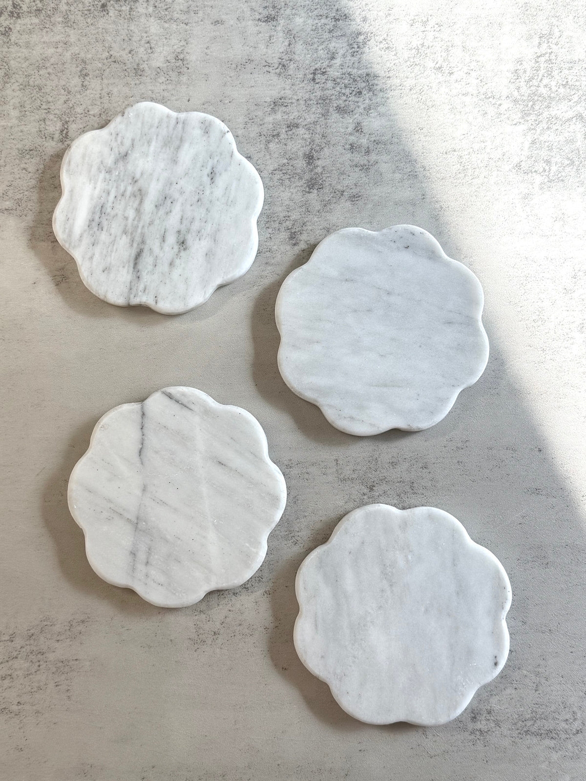 Scalloped Marble Coaster, Set of 4
