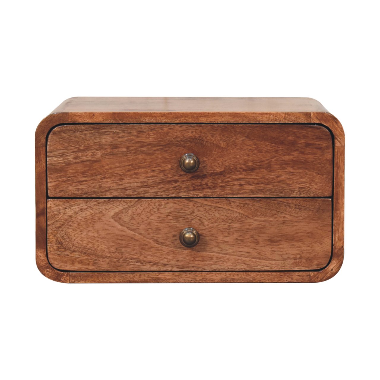 Solid Wood Honey Caramel Floating Bedside Table
