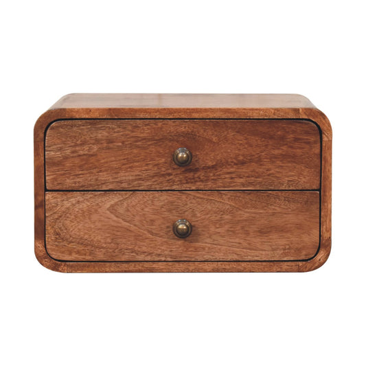 Solid Wood Honey Caramel Floating Bedside Table