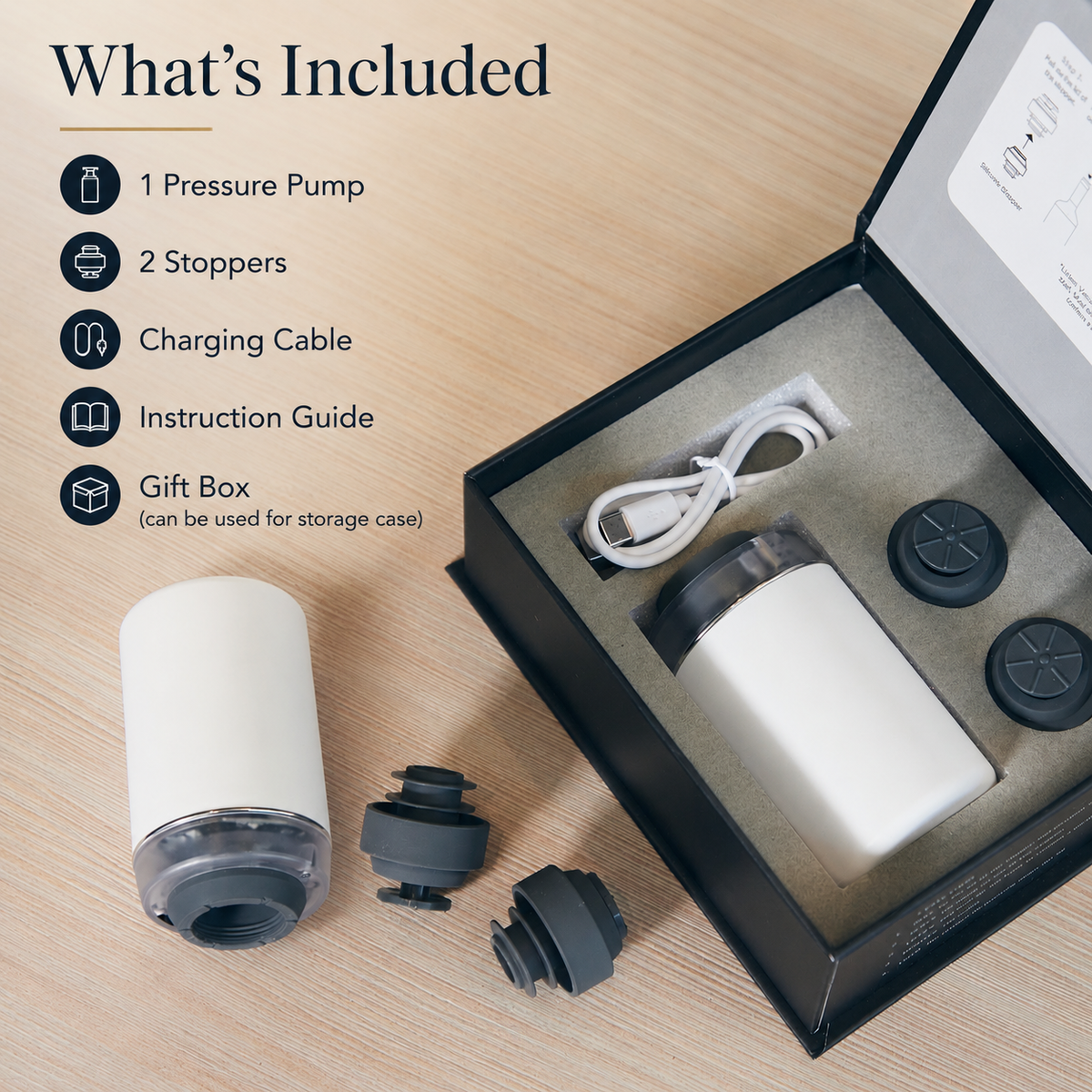 Preservio Automatic Wine Preservation Pump + Bonus 2 Silicone Stoppers