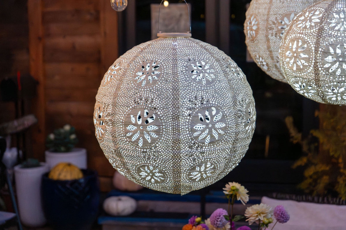 Stella Luxe Globe Boho Pearl 18" LED Lantern (Battery Powered)