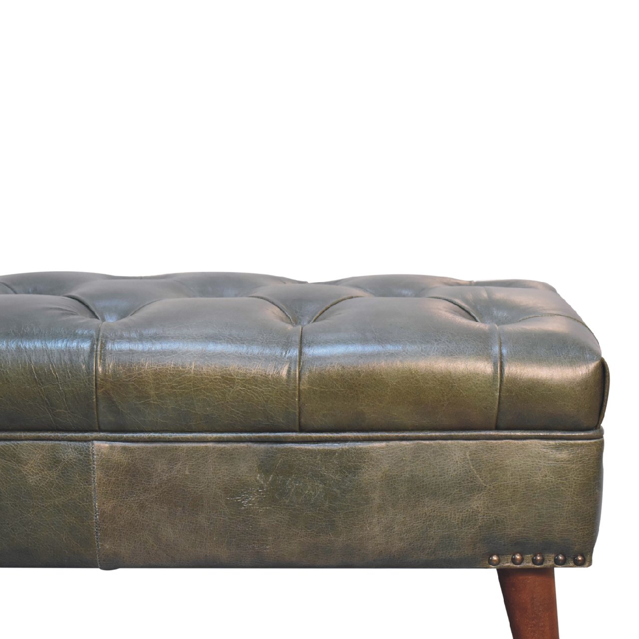 Solid Wood Harbour Leather Upholstered Bench