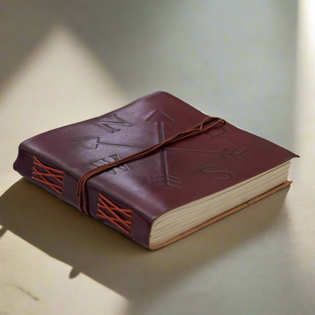 Compass 7x7 Artist Handmade Leather Journal