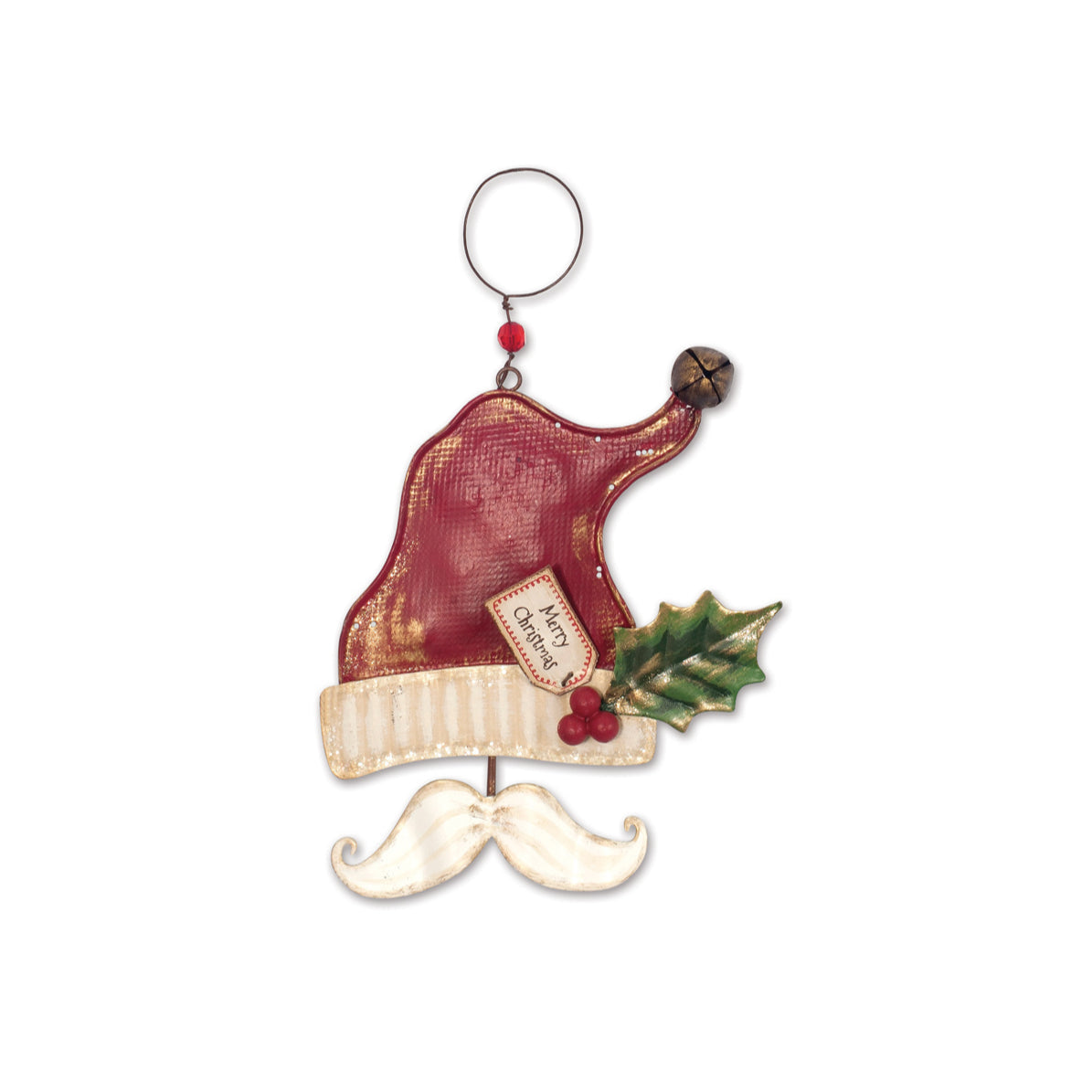 Festive Vintage Metal Holiday Hats Ornaments - Set of 4