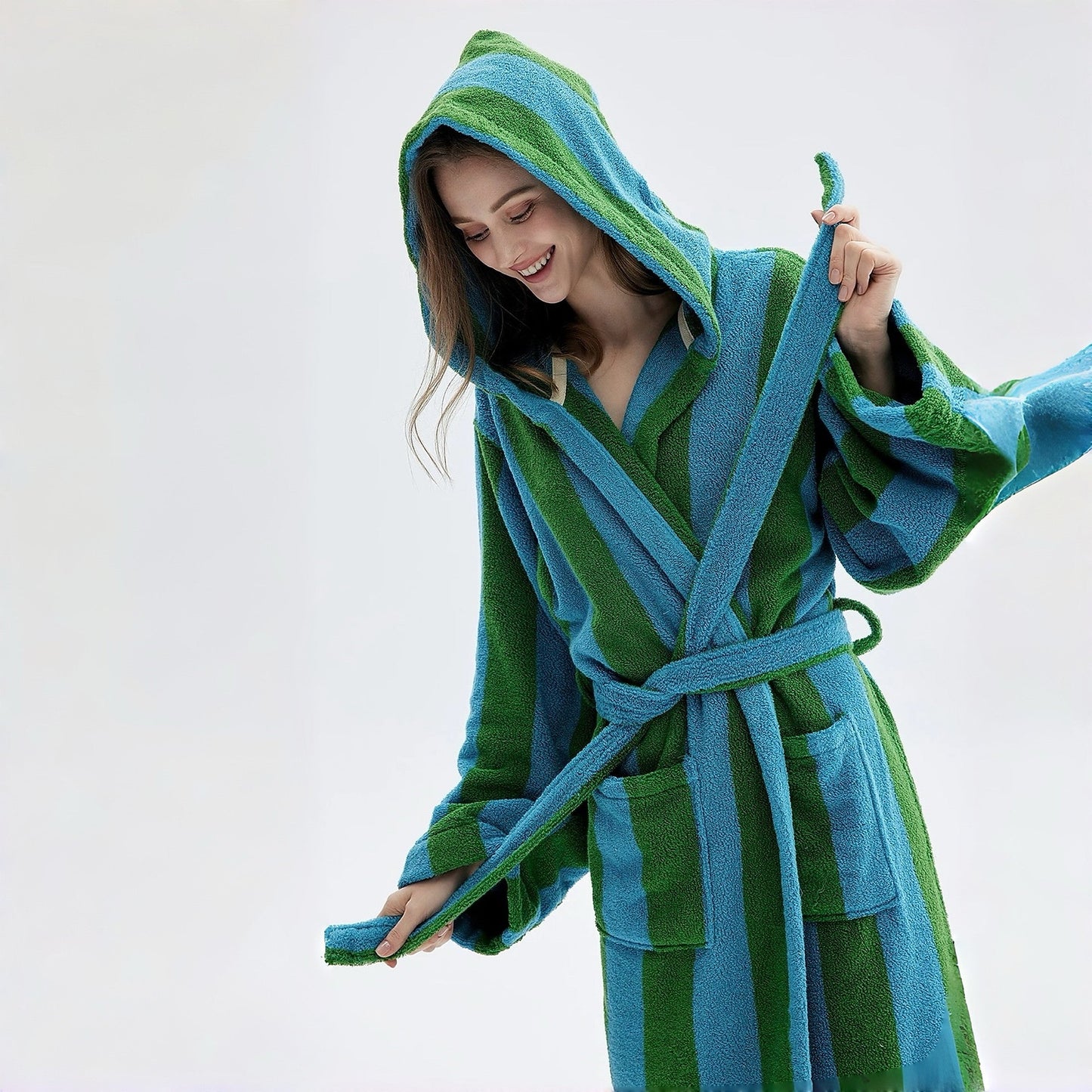 Ultra Soft Retro Whimsical Stripe Bath Robe
