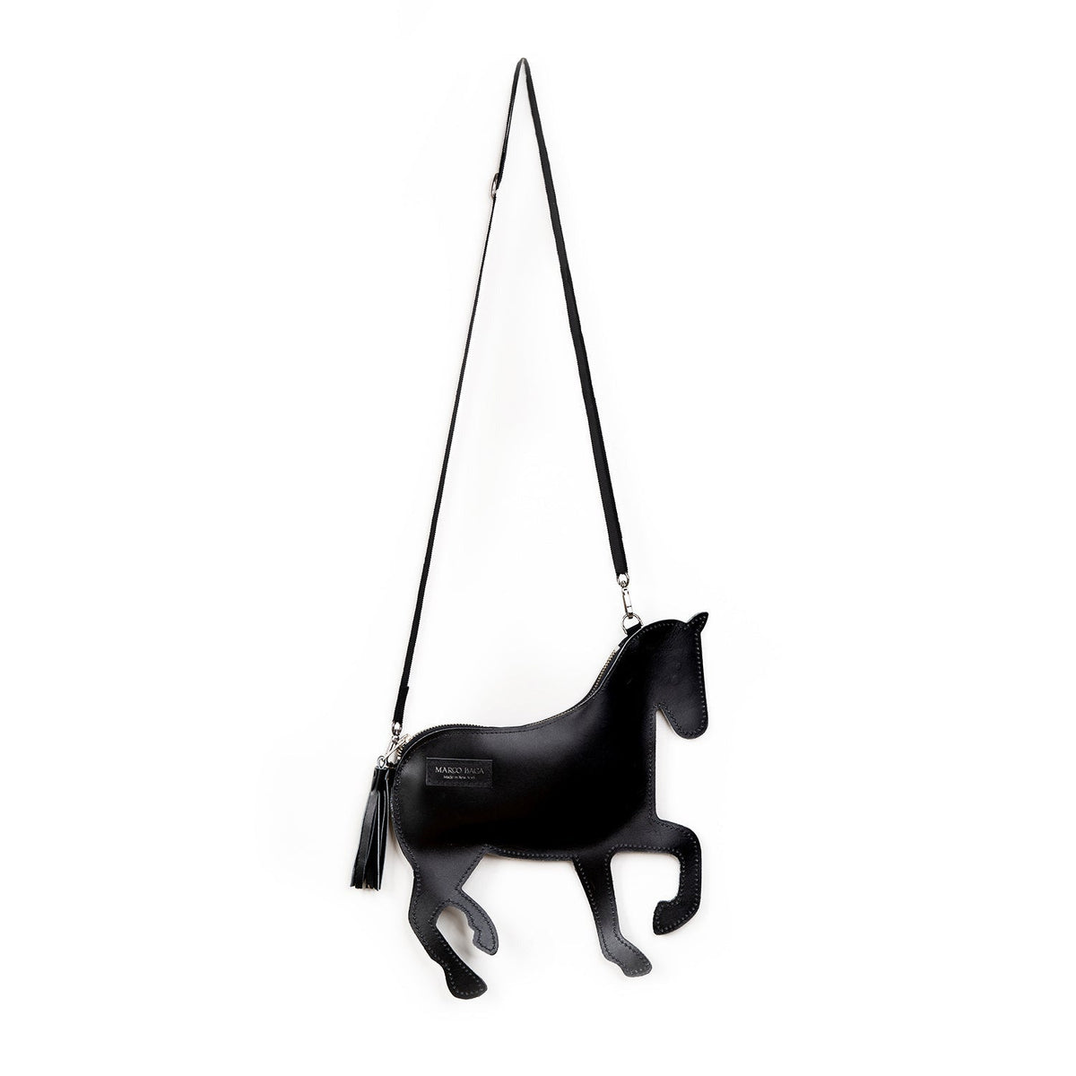 Horsie Crossbody in Vegetable Tanned Black French Calf Leather