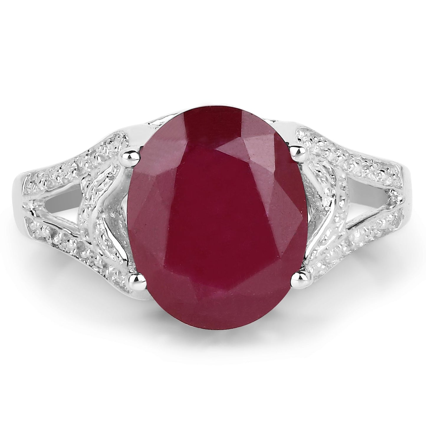 4.00 Carat Genuine Glass Filled Ruby .925 Sterling Silver Ring