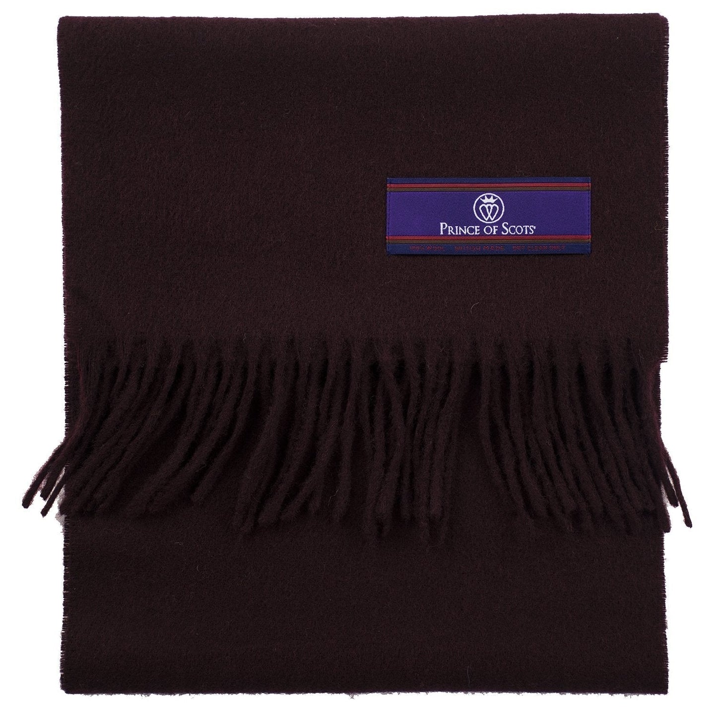 Prince of Scots Fringed Merino Wool Scarf (Merlot)