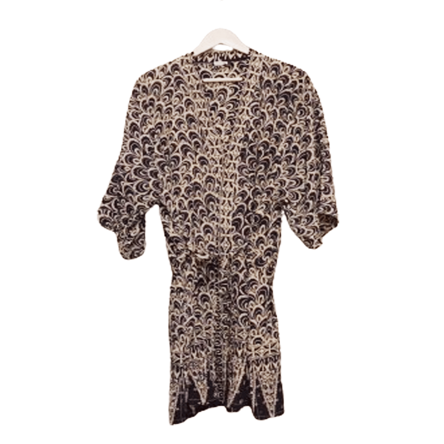 Handmade Batik Robe Kimono, 100% Cotton Soft, Hand Dyed, Black Gray Peacock