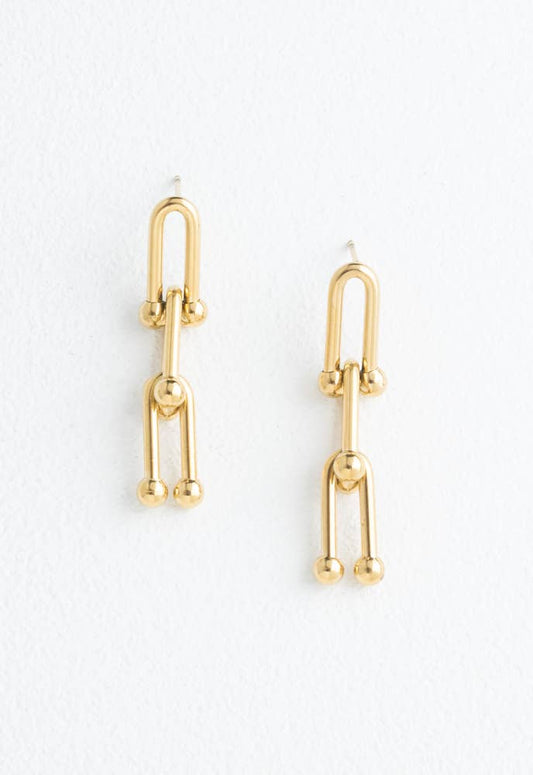 U Link Chain Earrings in Gold