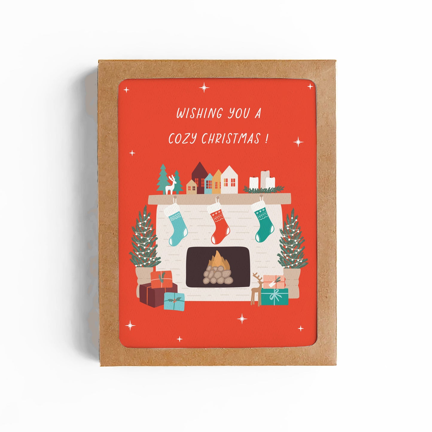 Cozy Fireplace Christmas Card-Boxed Set of 8 cards